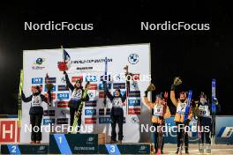01.12.2023, Oestersund, Sweden, (SWE): Karoline Offigstad Knotten (NOR), Lou Jeanmonnot (FRA), Juni Arnekleiv (NOR), Franziska Preuss (GER), Vanessa Voigt (GER), Ingrid Landmark Tandrevold (NOR), (l-r) - IBU World Cup Biathlon, sprint women, Oestersund (SWE). www.nordicfocus.com. © Manzoni/NordicFocus. Every downloaded picture is fee-liable.