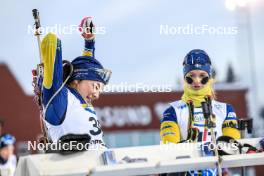 01.12.2023, Oestersund, Sweden, (SWE): Linn Persson (SWE), Mona Brorsson (SWE), (l-r) - IBU World Cup Biathlon, sprint women, Oestersund (SWE). www.nordicfocus.com. © Manzoni/NordicFocus. Every downloaded picture is fee-liable.