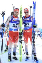 09.12.2023, Hochfilzen, Austria (AUT): Joscha Burkhalter (SUI), Sebastian Stalder (SUI), (l-r) - IBU World Cup Biathlon, pursuit men, Hochfilzen (AUT). www.nordicfocus.com. © Manzoni/NordicFocus. Every downloaded picture is fee-liable.