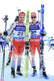 09.12.2023, Hochfilzen, Austria (AUT): Joscha Burkhalter (SUI), Sebastian Stalder (SUI), (l-r) - IBU World Cup Biathlon, pursuit men, Hochfilzen (AUT). www.nordicfocus.com. © Manzoni/NordicFocus. Every downloaded picture is fee-liable.