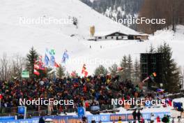 10.12.2023, Hochfilzen, Austria (AUT): Event Feature: Fans with flags on the grandstand - IBU World Cup Biathlon, relay men, Hochfilzen (AUT). www.nordicfocus.com. © Manzoni/NordicFocus. Every downloaded picture is fee-liable.