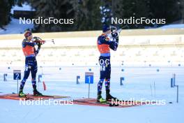 17.12.2023, Lenzerheide, Switzerland (SUI): Johannes Dale-Skjevdal (NOR), Tarjei Boe (NOR), (l-r) - IBU World Cup Biathlon, mass men, Lenzerheide (SUI). www.nordicfocus.com. © Manzoni/NordicFocus. Every downloaded picture is fee-liable.