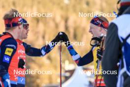 17.12.2023, Lenzerheide, Switzerland (SUI): Tarjei Boe (NOR), Johannes Thingnes Boe (NOR), (l-r) - IBU World Cup Biathlon, mass men, Lenzerheide (SUI). www.nordicfocus.com. © Manzoni/NordicFocus. Every downloaded picture is fee-liable.
