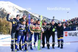 17.12.2023, Lenzerheide, Switzerland (SUI): Anna Magnusson (SWE), Elvira Oeberg (SWE), Hanna Oeberg (SWE), (l-r) - IBU World Cup Biathlon, mass women, Lenzerheide (SUI). www.nordicfocus.com. © Manzoni/NordicFocus. Every downloaded picture is fee-liable.