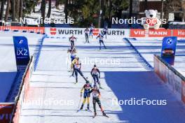 17.12.2023, Lenzerheide, Switzerland (SUI): Hanna Oeberg (SWE), Ingrid Landmark Tandrevold (NOR), Karoline Offigstad Knotten (NOR), Lou Jeanmonnot (FRA), Elvira Oeberg (SWE), Franziska Preuss (GER), (l-r) - IBU World Cup Biathlon, mass women, Lenzerheide (SUI). www.nordicfocus.com. © Manzoni/NordicFocus. Every downloaded picture is fee-liable.