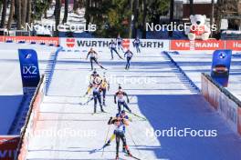 17.12.2023, Lenzerheide, Switzerland (SUI): Hanna Oeberg (SWE), Ingrid Landmark Tandrevold (NOR), Karoline Offigstad Knotten (NOR), Lou Jeanmonnot (FRA), Elvira Oeberg (SWE), Franziska Preuss (GER), (l-r) - IBU World Cup Biathlon, mass women, Lenzerheide (SUI). www.nordicfocus.com. © Manzoni/NordicFocus. Every downloaded picture is fee-liable.