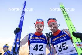 16.12.2023, Lenzerheide, Switzerland (SUI): Sebastian Stalder (SUI), Joscha Burkhalter (SUI), (l-r) - IBU World Cup Biathlon, pursuit men, Lenzerheide (SUI). www.nordicfocus.com. © Manzoni/NordicFocus. Every downloaded picture is fee-liable.