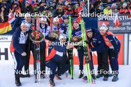 16.12.2023, Lenzerheide, Switzerland (SUI): Sturla Holm Laegreid (NOR), Endre Stroemsheim (NOR), Johannes Thingnes Boe (NOR), Johannes Dale-Skjevdal (NOR), (l-r) - IBU World Cup Biathlon, pursuit men, Lenzerheide (SUI). www.nordicfocus.com. © Manzoni/NordicFocus. Every downloaded picture is fee-liable.