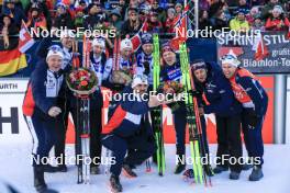 16.12.2023, Lenzerheide, Switzerland (SUI): Sturla Holm Laegreid (NOR), Endre Stroemsheim (NOR), Johannes Thingnes Boe (NOR), Johannes Dale-Skjevdal (NOR), (l-r) - IBU World Cup Biathlon, pursuit men, Lenzerheide (SUI). www.nordicfocus.com. © Manzoni/NordicFocus. Every downloaded picture is fee-liable.