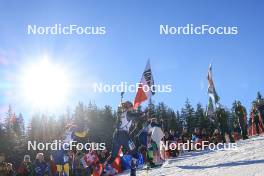 16.12.2023, Lenzerheide, Switzerland (SUI): Linn Persson (SWE), Juni Arnekleiv (NOR), Anamarija Lampic (SLO), (l-r) - IBU World Cup Biathlon, pursuit women, Lenzerheide (SUI). www.nordicfocus.com. © Manzoni/NordicFocus. Every downloaded picture is fee-liable.