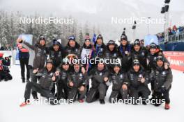 14.12.2023, Lenzerheide, Switzerland (SUI): Alexander Inderst (ITA), coach Team Italy, Lisa Vittozzi (ITA), Fabio Cianciana (ITA), Jonne Kahkonen (FIN), (l-r) - IBU World Cup Biathlon, sprint women, Lenzerheide (SUI). www.nordicfocus.com. © Manzoni/NordicFocus. Every downloaded picture is fee-liable.