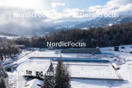15.12.2023, Lenzerheide, Switzerland (SUI): Event Feature: Overview over the stadium with the penaly loop, the shooting range, the start area, the transit, the finish area, the mixed zone and the grandstand - IBU World Cup Biathlon, training, Lenzerheide (SUI). www.nordicfocus.com. © Manzoni/NordicFocus. Every downloaded picture is fee-liable.