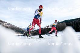 01.01.2023, Val Mustair, Switzerland (SUI): Renaud Jay (FRA), Janik Riebli (SUI), Valerio Grond (SUI), (l-r)  - FIS world cup cross-country, tour de ski, pursuit, Val Mustair (SUI). www.nordicfocus.com. © Modica/NordicFocus. Every downloaded picture is fee-liable.
