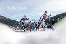 01.01.2023, Val Mustair, Switzerland (SUI): Victoria Carl (GER), Flora Dolci (FRA), Lisa Ingesson (SWE), (l-r)  - FIS world cup cross-country, tour de ski, pursuit, Val Mustair (SUI). www.nordicfocus.com. © Modica/NordicFocus. Every downloaded picture is fee-liable.