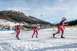 01.01.2023, Val Mustair, Switzerland (SUI): Lotta Udnes Weng (NOR), Tiril Udnes Weng (NOR), Anne Kjersti Kalvaa (NOR), (l-r)  - FIS world cup cross-country, tour de ski, pursuit, Val Mustair (SUI). www.nordicfocus.com. © Modica/NordicFocus. Every downloaded picture is fee-liable.