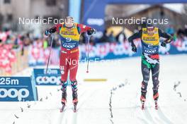 01.01.2023, Val Mustair, Switzerland (SUI): Paal Golberg (NOR), Federico Pellegrino (ITA), (l-r)  - FIS world cup cross-country, tour de ski, pursuit, Val Mustair (SUI). www.nordicfocus.com. © Modica/NordicFocus. Every downloaded picture is fee-liable.