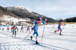 01.01.2023, Val Mustair, Switzerland (SUI): Anna Comarella (ITA), Eva Urevc (SLO), Juliette Ducordeau (FRA), (l-r)  - FIS world cup cross-country, tour de ski, pursuit, Val Mustair (SUI). www.nordicfocus.com. © Modica/NordicFocus. Every downloaded picture is fee-liable.