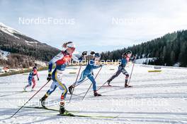 01.01.2023, Val Mustair, Switzerland (SUI): Ida Dahl (SWE), Krista Parmakoski (FIN), Rosie Brennan (USA), (l-r)  - FIS world cup cross-country, tour de ski, pursuit, Val Mustair (SUI). www.nordicfocus.com. © Modica/NordicFocus. Every downloaded picture is fee-liable.