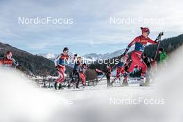 01.01.2023, Val Mustair, Switzerland (SUI): Katherine Stewart-Jones (CAN), Nadja Kaelin (SUI), Lisa Lohmann (GER), Heidi Weng (NOR), (l-r)  - FIS world cup cross-country, tour de ski, pursuit, Val Mustair (SUI). www.nordicfocus.com. © Modica/NordicFocus. Every downloaded picture is fee-liable.