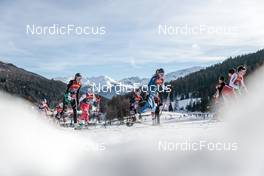 01.01.2023, Val Mustair, Switzerland (SUI): Caterina Ganz (ITA), Monika Skinder (POL), Jessie Diggins (USA), Anne Kyllonen (FIN), Desiree Steiner (SUI), (l-r)  - FIS world cup cross-country, tour de ski, pursuit, Val Mustair (SUI). www.nordicfocus.com. © Modica/NordicFocus. Every downloaded picture is fee-liable.