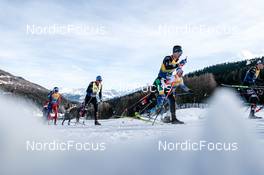 01.01.2023, Val Mustair, Switzerland (SUI): Maurice Manificat (FRA), Lucas Boegl (GER), Giandomenico Salvadori (ITA), (l-r)  - FIS world cup cross-country, tour de ski, pursuit, Val Mustair (SUI). www.nordicfocus.com. © Modica/NordicFocus. Every downloaded picture is fee-liable.