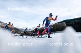 01.01.2023, Val Mustair, Switzerland (SUI): Markus Vuorela (FIN), Samuel Gary Hendry (CAN), Maurice Manificat (FRA), (l-r)  - FIS world cup cross-country, tour de ski, pursuit, Val Mustair (SUI). www.nordicfocus.com. © Modica/NordicFocus. Every downloaded picture is fee-liable.