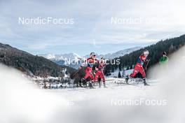 01.01.2023, Val Mustair, Switzerland (SUI): Anne Kjersti Kalvaa (NOR), Lotta Udnes Weng (NOR), Tiril Udnes Weng (NOR), (l-r)  - FIS world cup cross-country, tour de ski, pursuit, Val Mustair (SUI). www.nordicfocus.com. © Modica/NordicFocus. Every downloaded picture is fee-liable.