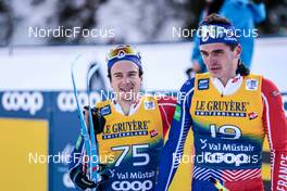 01.01.2023, Val Mustair, Switzerland (SUI): Jules Lapierre (FRA), Theo Schely (FRA), (l-r)  - FIS world cup cross-country, tour de ski, pursuit, Val Mustair (SUI). www.nordicfocus.com. © Modica/NordicFocus. Every downloaded picture is fee-liable.