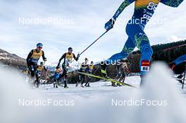 01.01.2023, Val Mustair, Switzerland (SUI): Jonas Dobler (GER), Dietmar Noeckler (ITA), Hunter Wonders (USA), Kevin Bolger (USA), (l-r)  - FIS world cup cross-country, tour de ski, pursuit, Val Mustair (SUI). www.nordicfocus.com. © Modica/NordicFocus. Every downloaded picture is fee-liable.