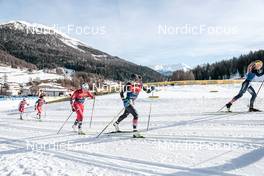 01.01.2023, Val Mustair, Switzerland (SUI): Julie Myhre (NOR), Cristina Pittin (ITA), (l-r)  - FIS world cup cross-country, tour de ski, pursuit, Val Mustair (SUI). www.nordicfocus.com. © Modica/NordicFocus. Every downloaded picture is fee-liable.