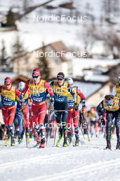 01.01.2023, Val Mustair, Switzerland (SUI): Martin Loewstroem Nyenget (NOR), Simen Hegstad Krueger (NOR), Friedrich Moch (GER), (l-r)  - FIS world cup cross-country, tour de ski, pursuit, Val Mustair (SUI). www.nordicfocus.com. © Modica/NordicFocus. Every downloaded picture is fee-liable.
