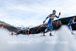 01.01.2023, Val Mustair, Switzerland (SUI): James Clugnet (GBR), Antoine Cyr (CAN), Miha Simenc (SLO), (l-r)  - FIS world cup cross-country, tour de ski, pursuit, Val Mustair (SUI). www.nordicfocus.com. © Modica/NordicFocus. Every downloaded picture is fee-liable.