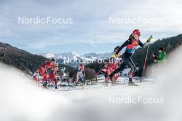 01.01.2023, Val Mustair, Switzerland (SUI): Astrid Oeyre Slind (NOR), Anna Dyvik (SWE), Anja Weber (SUI), Katharina Hennig (GER), (l-r)  - FIS world cup cross-country, tour de ski, pursuit, Val Mustair (SUI). www.nordicfocus.com. © Modica/NordicFocus. Every downloaded picture is fee-liable.