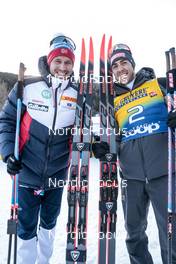 01.01.2023, Val Mustair, Switzerland (SUI): Paal Golberg (NOR), Federico Pellegrino (ITA), (l-r)  - FIS world cup cross-country, tour de ski, pursuit, Val Mustair (SUI). www.nordicfocus.com. © Modica/NordicFocus. Every downloaded picture is fee-liable.
