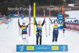 03.01.2023, Oberstdorf, Germany (GER): Krista Parmakoski (FIN), Frida Karlsson (SWE), Anne Kjersti Kalvaa (NOR), (l-r) - FIS world cup cross-country, tour de ski, 10km, Oberstdorf (GER). www.nordicfocus.com. © Modica/NordicFocus. Every downloaded picture is fee-liable.