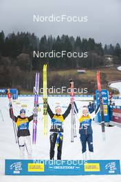 03.01.2023, Oberstdorf, Germany (GER): Krista Parmakoski (FIN), Frida Karlsson (SWE), Anne Kjersti Kalvaa (NOR), (l-r) - FIS world cup cross-country, tour de ski, 10km, Oberstdorf (GER). www.nordicfocus.com. © Modica/NordicFocus. Every downloaded picture is fee-liable.