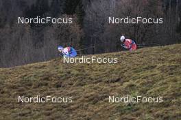 04.01.2023, Oberstdorf, Germany (GER): Olzhas Klimin (KAZ), Lucas Chanavat (FRA), (l-r)  - FIS world cup cross-country, tour de ski, pursuit, Oberstdorf (GER). www.nordicfocus.com. © Modica/NordicFocus. Every downloaded picture is fee-liable.