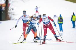 04.01.2023, Oberstdorf, Germany (GER): Nadine Faehndrich (SUI), Patricija Eiduka (LAT), Lotta Udnes Weng (NOR), (l-r)  - FIS world cup cross-country, tour de ski, pursuit, Oberstdorf (GER). www.nordicfocus.com. © Modica/NordicFocus. Every downloaded picture is fee-liable.