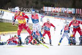04.01.2023, Oberstdorf, Germany (GER): Johannes Hoesflot Klaebo (NOR), Calle Halfvarsson (SWE), Paal Golberg (NOR), (l-r)  - FIS world cup cross-country, tour de ski, pursuit, Oberstdorf (GER). www.nordicfocus.com. © Modica/NordicFocus. Every downloaded picture is fee-liable.