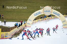 04.01.2023, Oberstdorf, Germany (GER): Clement Parisse (FRA), Federico Pellegrino (ITA), Eric Rosjoe (SWE), Martin Himma (EST), Sindre Bjoernestad Skar (NOR), (l-r)  - FIS world cup cross-country, tour de ski, pursuit, Oberstdorf (GER). www.nordicfocus.com. © Modica/NordicFocus. Every downloaded picture is fee-liable.