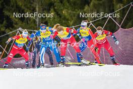 08.01.2023, Val di Fiemme, Italy (ITA): Kerttu Niskanen (FIN), Delphine Claudel (FRA), Tiril Udnes Weng (NOR), (l-r)  - FIS world cup cross-country, tour de ski, final climb, Val di Fiemme (ITA). www.nordicfocus.com. © Barbieri/NordicFocus. Every downloaded picture is fee-liable.