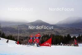 08.01.2023, Val di Fiemme, Italy (ITA): Simen Hegstad Krueger (NOR), Sjur Roethe (NOR), Didrik Toenseth (NOR), (l-r)  - FIS world cup cross-country, tour de ski, final climb, Val di Fiemme (ITA). www.nordicfocus.com. © Barbieri/NordicFocus. Every downloaded picture is fee-liable.