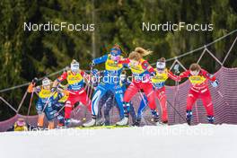 08.01.2023, Val di Fiemme, Italy (ITA): Kerttu Niskanen (FIN), Margrethe Bergane (NOR), Delphine Claudel (FRA), Tiril Udnes Weng (NOR), (l-r)  - FIS world cup cross-country, tour de ski, final climb, Val di Fiemme (ITA). www.nordicfocus.com. © Barbieri/NordicFocus. Every downloaded picture is fee-liable.