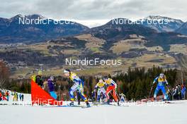 08.01.2023, Val di Fiemme, Italy (ITA): Moa Ilar (SWE), Maerta Rosenberg (SWE), Nadine Faehndrich (SUI), Anja Mandeljc (SLO), (l-r)  - FIS world cup cross-country, tour de ski, final climb, Val di Fiemme (ITA). www.nordicfocus.com. © Barbieri/NordicFocus. Every downloaded picture is fee-liable.