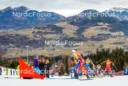 08.01.2023, Val di Fiemme, Italy (ITA): Delphine Claudel (FRA), Kerttu Niskanen (FIN), Tiril Udnes Weng (NOR), (l-r)  - FIS world cup cross-country, tour de ski, final climb, Val di Fiemme (ITA). www.nordicfocus.com. © Barbieri/NordicFocus. Every downloaded picture is fee-liable.