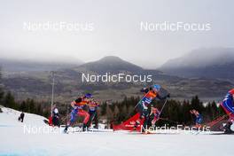 08.01.2023, Val di Fiemme, Italy (ITA): Clement Parisse (FRA), Scott Patterson (USA), Federico Pellegrino (ITA), Naoto Baba (JPN), (l-r)  - FIS world cup cross-country, tour de ski, final climb, Val di Fiemme (ITA). www.nordicfocus.com. © Barbieri/NordicFocus. Every downloaded picture is fee-liable.