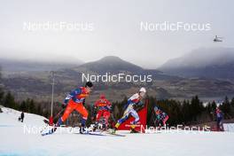 08.01.2023, Val di Fiemme, Italy (ITA): Michal Novak (CZE), Paal Golberg (NOR), William Poromaa (SWE), Federico Pellegrino (ITA), Scott Patterson (USA), (l-r)  - FIS world cup cross-country, tour de ski, final climb, Val di Fiemme (ITA). www.nordicfocus.com. © Barbieri/NordicFocus. Every downloaded picture is fee-liable.