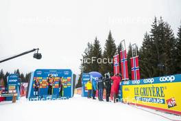 08.01.2023, Val di Fiemme, Italy (ITA): Simen Hegstad Krueger (NOR), Johannes Hoesflot Klaebo (NOR), Hans Christer Holund (NOR), (l-r) - FIS world cup cross-country, tour de ski, final climb, Val di Fiemme (ITA). www.nordicfocus.com. © Modica/NordicFocus. Every downloaded picture is fee-liable.
