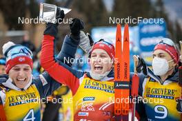 08.01.2023, Val di Fiemme, Italy (ITA): Lotta Udnes Weng (NOR), Tiril Udnes Weng (NOR), Heidi Weng (NOR), (l-r)  - FIS world cup cross-country, tour de ski, final climb, Val di Fiemme (ITA). www.nordicfocus.com. © Modica/NordicFocus. Every downloaded picture is fee-liable.