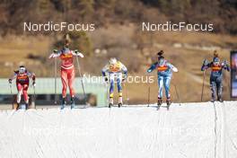 06.01.2023, Val di Fiemme, Italy (ITA): Lisa Unterweger (AUT), Nadine Faehndrich (SUI), Laura Gimmler (GER), Krista Parmakoski (FIN), Rosie Brennan (USA), (l-r)  - FIS world cup cross-country, tour de ski, individual sprint, Val di Fiemme (ITA). www.nordicfocus.com. © Modica/NordicFocus. Every downloaded picture is fee-liable.